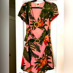 Farm rio pink tropical print dress